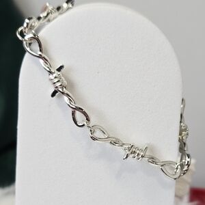 Barbed Wire Bracelet Stainless Steel Silver Thorn Chain Adjustable Edgy Punk Alt